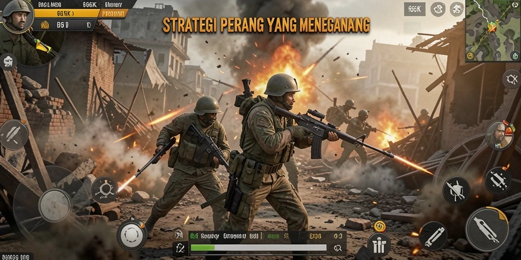 Tangkapan layar utama 66K menampilkan pertempuran strategi yang intens dan mendebarkan.