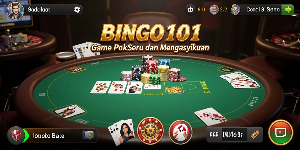 Screenshot menampilkan aksi seru permainan poker di BINGO101.