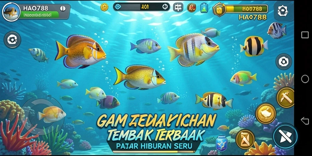 Tampilan gameplay HAO788 dengan aksi tembak ikan yang seru.
