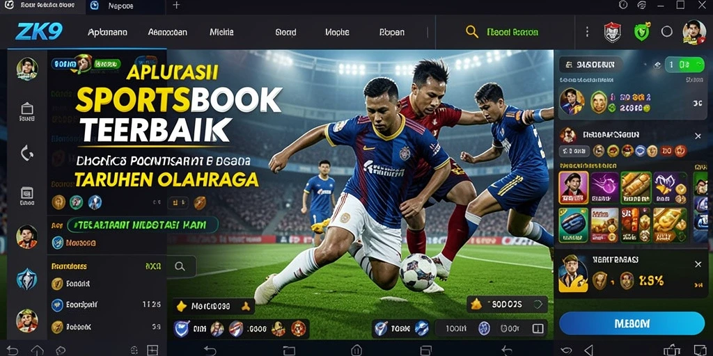 Screenshot gameplay ZK9 dengan antarmuka taruhan olahraga yang menarik.